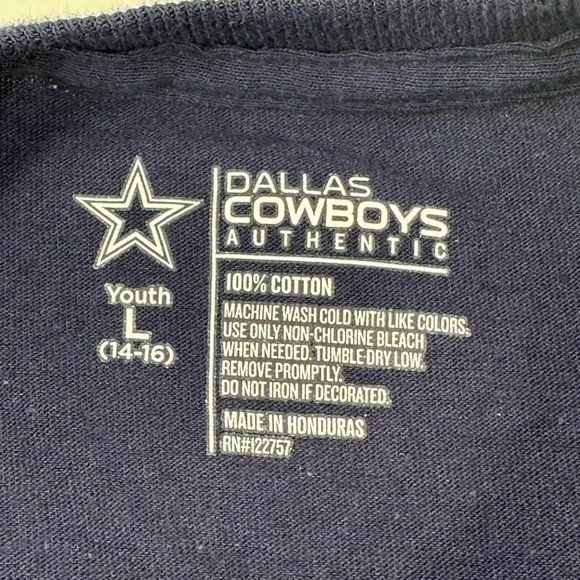 Dallas Cowboys Youth Large 16-18 Tee Shirt Short Sleeve Blue New With Tags - Picture 6 of 13